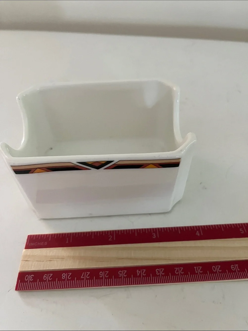 Abate White Ceramic Sweetener Holder with Geometric Accent made in UK
